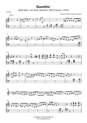 Paul Bley solo on Ramblin' from Ramblin' (BYG 1969)